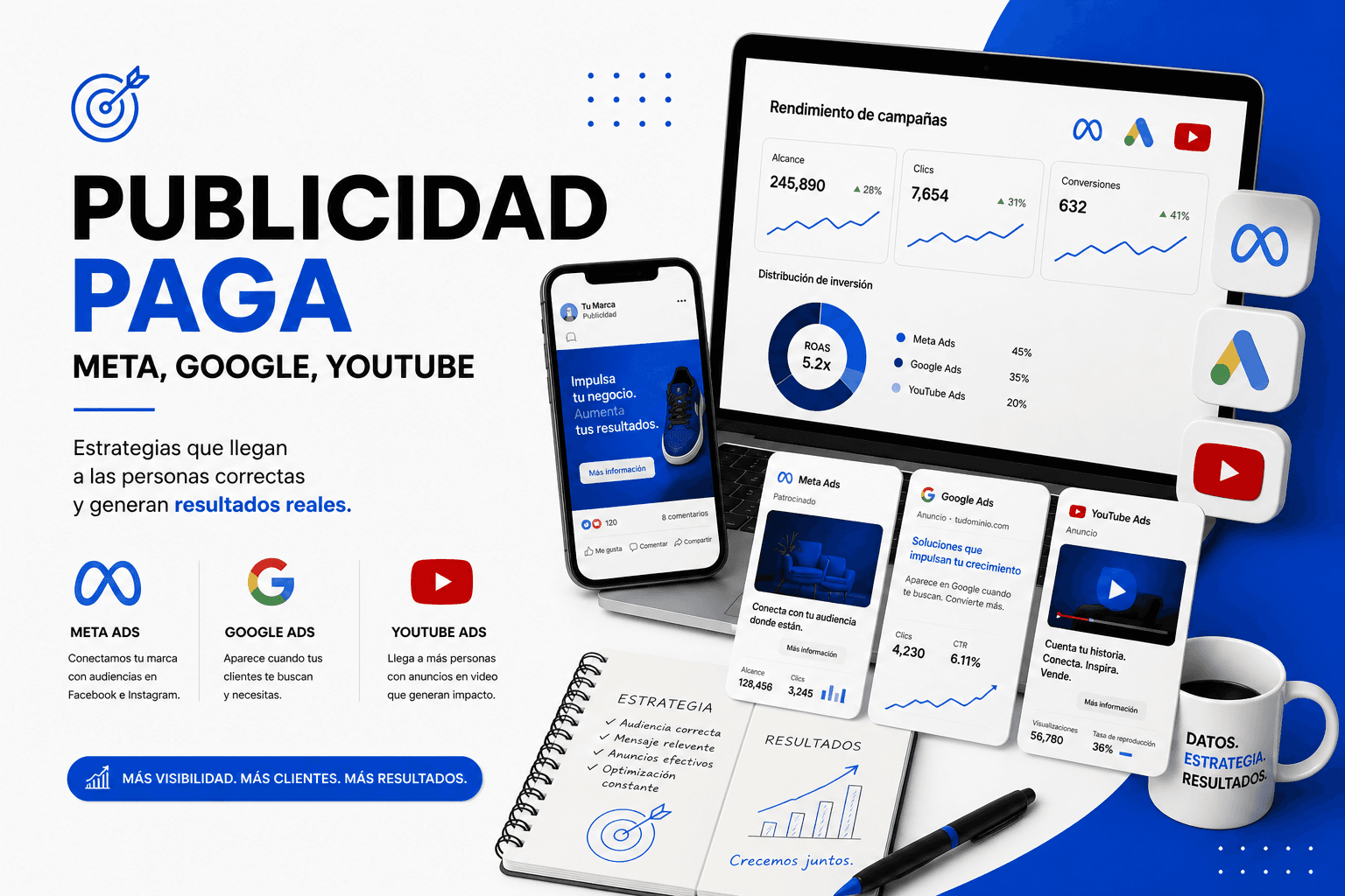 Publicidad paga (Meta, Google, YouTube)
